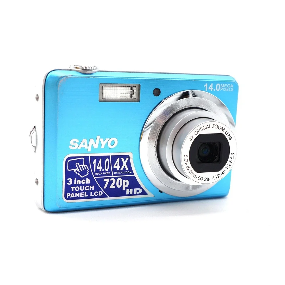 Vtg Sanyo VPC-E1500TP 14MP Blue Digital Camera Digi Zoom AF Point‎ Shoot Y2k